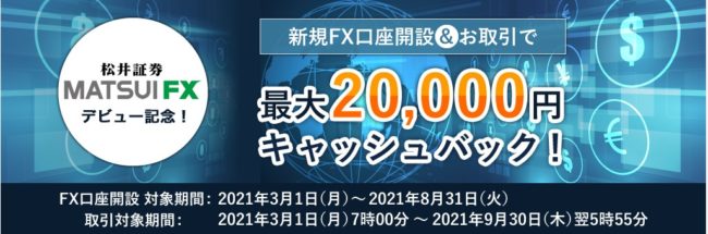 新規FX口座開設&お取引で最大20,000円キャッシュバックキャンペーン