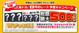 外貨ex byGMOデビュー記念米ドル円レート当てWチャンスキャンペーン